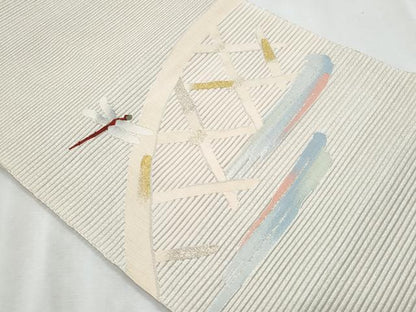 平和屋着物＊夏物　八寸名古屋帯　絽綴れ　トンボ　籬　金銀糸　正絹　逸品　CABJ4587fb