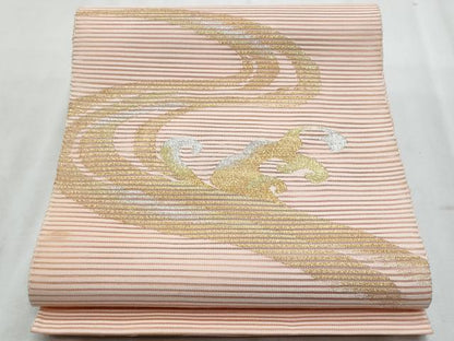 平和屋着物＊夏物　八寸名古屋帯　絽綴れ　立波文　金銀糸　正絹　逸品　CABJ4588fb