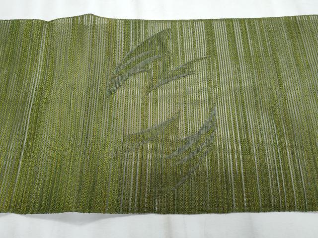 平和屋着物＊夏物　八寸名古屋帯　草葉文　銀糸　正絹　逸品　CABJ4590fb
