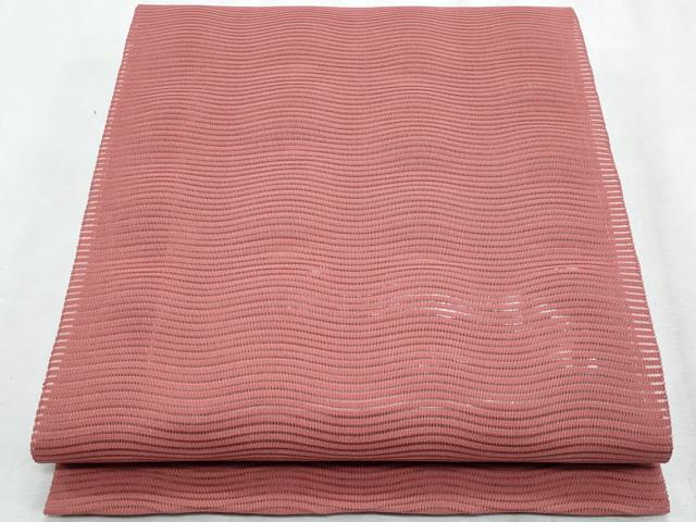 平和屋着物＊夏物　八寸名古屋帯　絽綴れ　よろけ縞　長春色　正絹　逸品　CABJ4591fb
