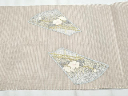 平和屋着物＊夏物　八寸名古屋帯　絽綴れ　枝花文　金銀糸　正絹　逸品　CABJ4595fb