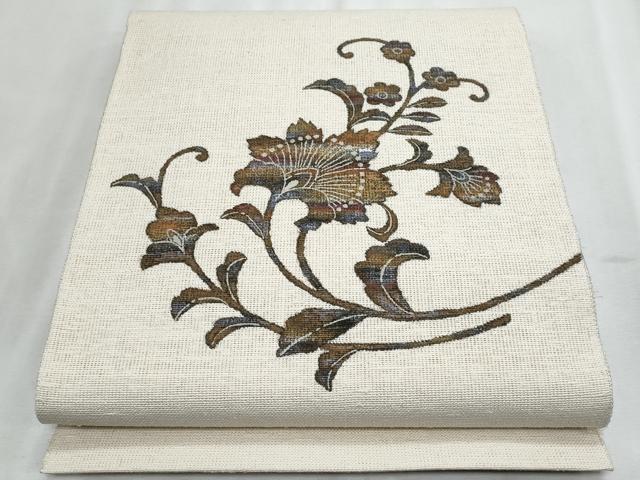 平和屋着物＊夏物　八寸名古屋帯　更紗花文　正絹　逸品　CABJ4604fb