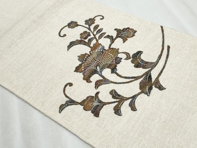 平和屋着物＊夏物　八寸名古屋帯　更紗花文　正絹　逸品　CABJ4604fb