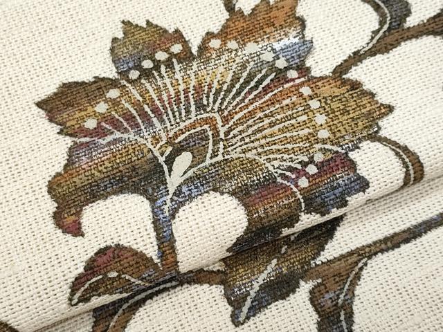 平和屋着物＊夏物　八寸名古屋帯　更紗花文　正絹　逸品　CABJ4604fb