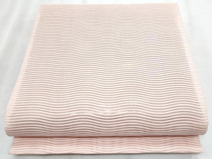 平和屋着物＊夏物　八寸名古屋帯　絽綴れ　よろけ縞　水柿色　正絹　逸品　CABJ4608fb