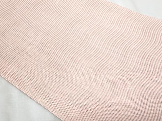 平和屋着物＊夏物　八寸名古屋帯　絽綴れ　よろけ縞　水柿色　正絹　逸品　CABJ4608fb