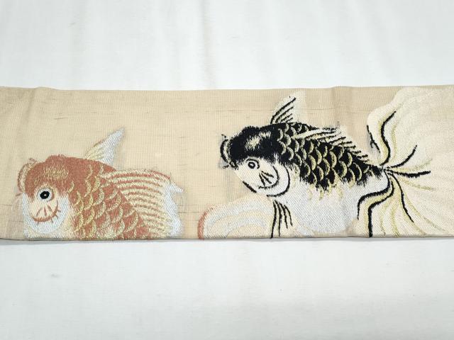 平和屋着物＊夏物　アンティーク　大正ロマン　九寸名古屋帯　金魚　金銀糸　正絹　逸品　CABJ4611fb