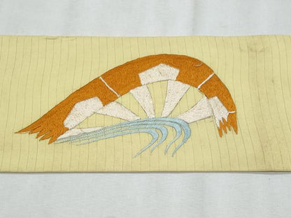 平和屋着物＊夏物　アンティーク　大正ロマン　九寸名古屋帯　総刺繍　手刺繍　立波籬花文　金糸　正絹　逸品　CABJ4615fb