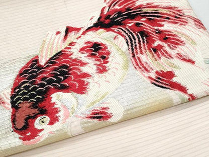 平和屋着物＊夏物　アンティーク　大正ロマン　九寸名古屋帯　金魚　金銀糸　正絹　逸品　CABJ4616fb