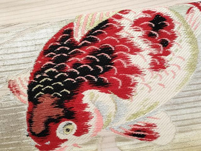 平和屋着物＊夏物　アンティーク　大正ロマン　九寸名古屋帯　金魚　金銀糸　正絹　逸品　CABJ4616fb