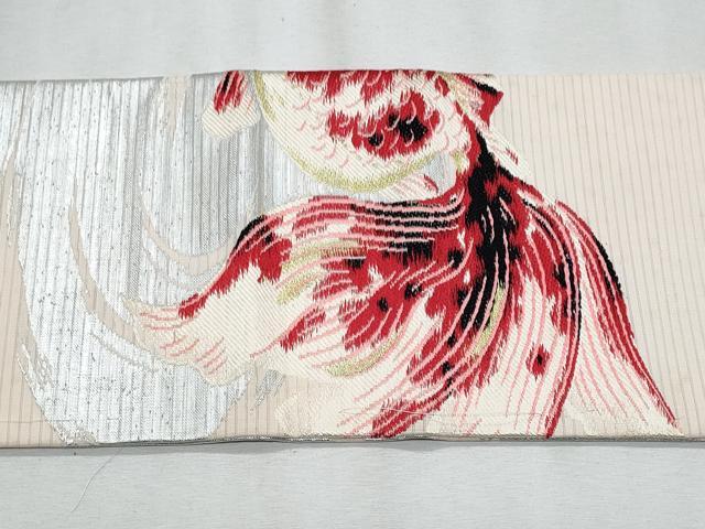 平和屋着物＊夏物　アンティーク　大正ロマン　九寸名古屋帯　金魚　金銀糸　正絹　逸品　CABJ4616fb