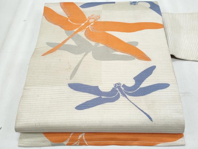 平和屋着物＊夏物　アンティーク　大正ロマン　九寸名古屋帯　刺繍　トンボ　正絹　逸品　CABJ4617fb