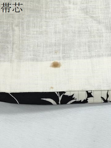 平和屋着物＊夏物　アンティーク　大正ロマン　塩瀬　九寸名古屋帯　刺繍　枝花文　黒地　正絹　逸品　CABJ4618fb