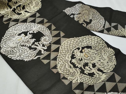 平和屋着物＊夏物　九寸名古屋帯　竜　黒地　金銀糸　正絹　逸品　CABJ4620fb