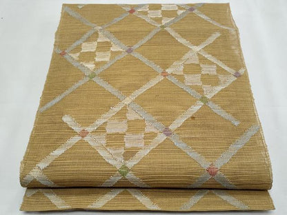 平和屋着物＊夏物　1854年創業　帯屋捨松　八寸名古屋帯　菱文　正絹　逸品　CABJ4621fb