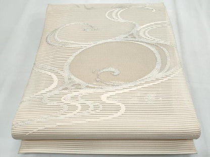 平和屋着物＊夏物　八寸名古屋帯　絽綴れ　立波文　銀糸　正絹　逸品　CABJ4622fb