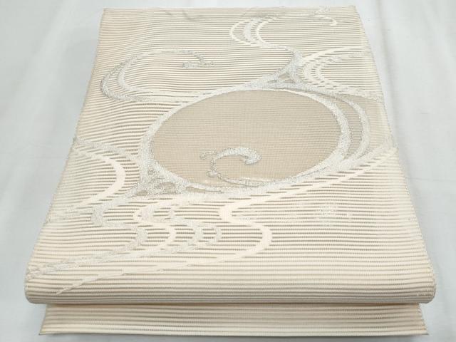 平和屋着物＊夏物　八寸名古屋帯　絽綴れ　立波文　銀糸　正絹　逸品　CABJ4622fb