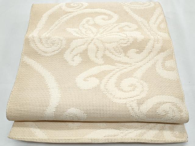 平和屋着物＊夏物　八寸名古屋帯　花唐草文　正絹　逸品　CABJ4623fb