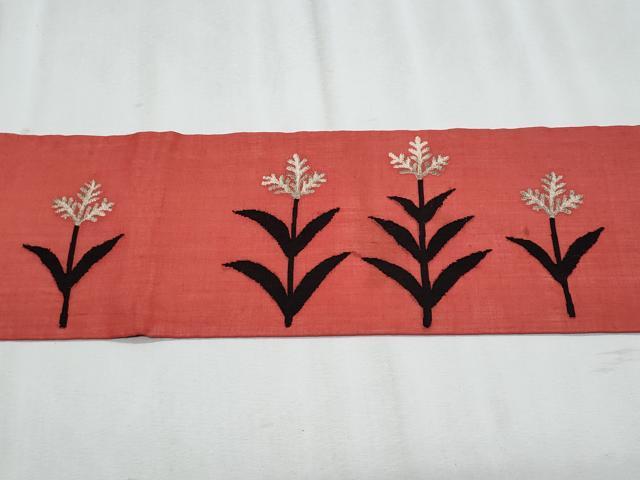平和屋着物＊夏物　九寸名古屋帯　枝花文　金糸　麻　逸品　CABJ4627fb