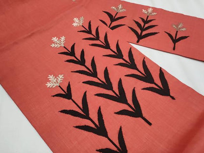 平和屋着物＊夏物　九寸名古屋帯　枝花文　金糸　麻　逸品　CABJ4627fb