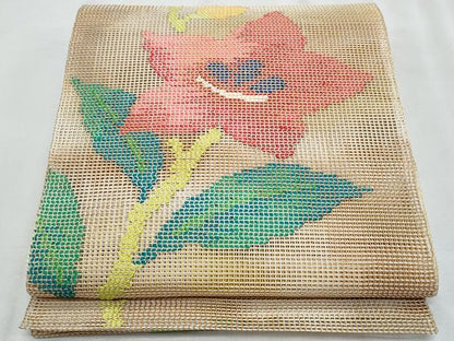平和屋着物＊夏物　八寸名古屋帯　羅　桔梗　正絹　逸品　CABJ4634fb