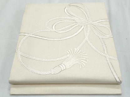 平和屋着物＊夏物　九寸開き名古屋帯　総刺繍　駒刺繍　結び紐文　正絹　逸品　CABJ4642fb