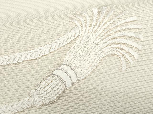 平和屋着物＊夏物　九寸開き名古屋帯　総刺繍　駒刺繍　結び紐文　正絹　逸品　CABJ4642fb