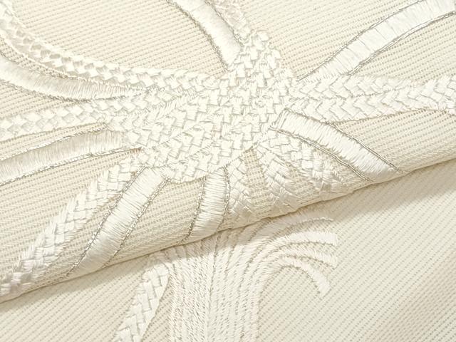 平和屋着物＊夏物　九寸開き名古屋帯　総刺繍　駒刺繍　結び紐文　正絹　逸品　CABJ4642fb