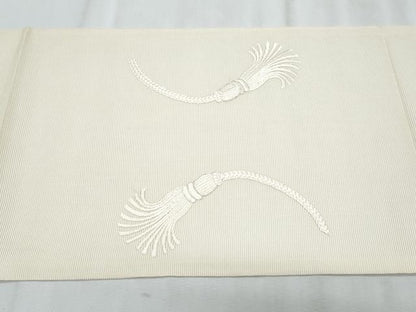 平和屋着物＊夏物　九寸開き名古屋帯　総刺繍　駒刺繍　結び紐文　正絹　逸品　CABJ4642fb