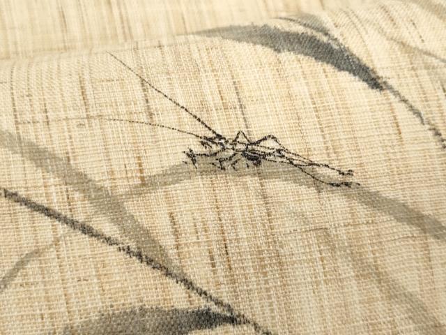 平和屋着物＊夏物　九寸開き名古屋帯　手描き　夏虫　麻　逸品　CABJ4644fb