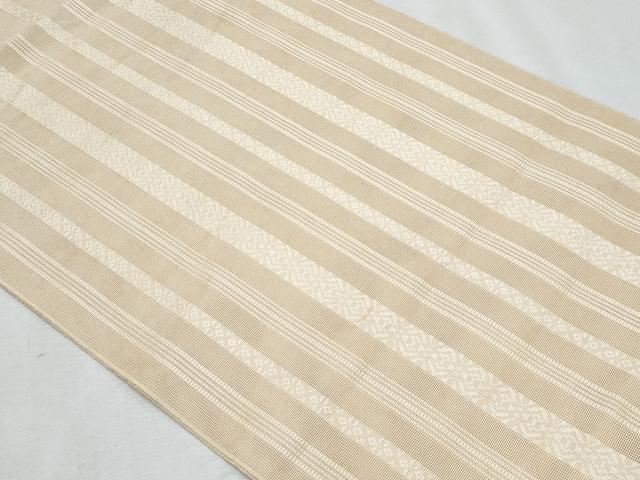 平和屋着物＊夏物　本場筑前博多織　八寸名古屋帯　紗献上　白橡色　正絹　逸品　CABJ4654fb
