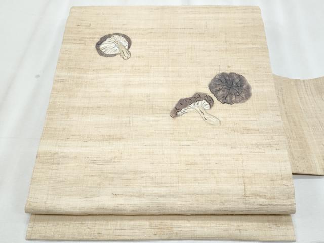 平和屋着物＊夏物　九寸名古屋帯　手描き　成り物　麻　逸品　CABJ4658fb