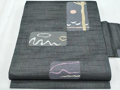 平和屋着物＊夏物　九寸名古屋帯　抽象文様　正絹　逸品　CABJ4659fb
