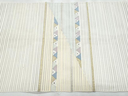 平和屋着物＊夏物　八寸名古屋帯　絽綴れ　横段文　金銀糸　正絹　逸品　CABJ4667fb