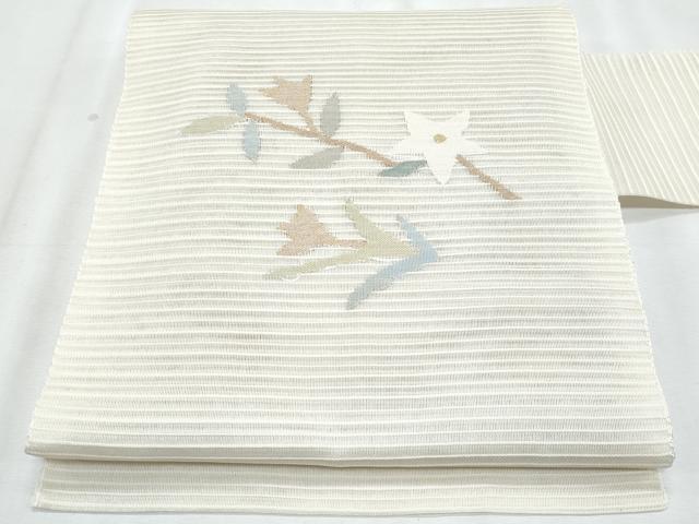平和屋着物＊夏物　八寸名古屋帯　絽綴れ　枝花文　金糸　正絹　逸品　CABJ4669fb