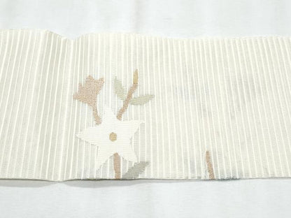 平和屋着物＊夏物　八寸名古屋帯　絽綴れ　枝花文　金糸　正絹　逸品　CABJ4669fb
