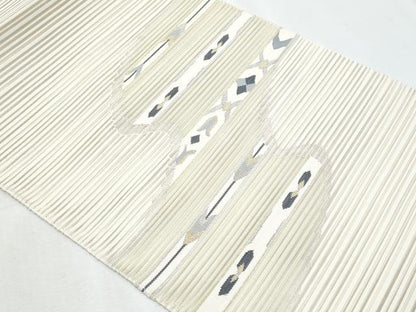 平和屋着物＊夏物　八寸名古屋帯　絽綴れ　横段文　金銀糸　正絹　逸品　CABJ4670fb