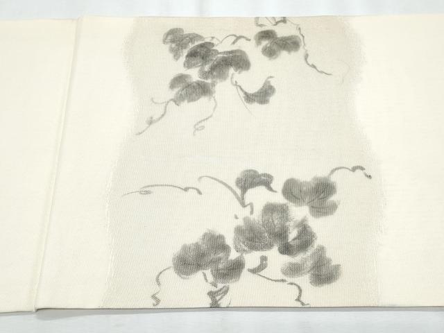 平和屋着物＊夏物　九寸開き名古屋帯　手描き　葡萄蔦の葉文　正絹　逸品　CABJ4671fb