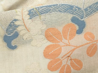 平和屋着物＊夏物　アンティーク　大正ロマン　九寸名古屋帯　文箱草花文　金銀糸　正絹　逸品　CABJ4688fb