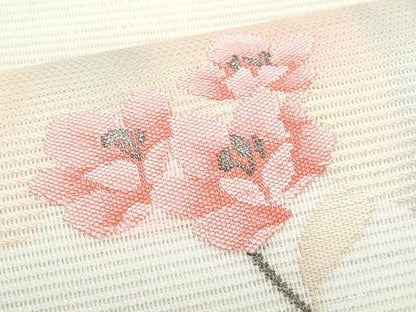 平和屋着物＊夏物　九寸開き名古屋帯　枝花文　金糸　正絹　逸品　CABJ4694fb