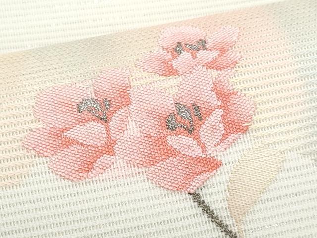 平和屋着物＊夏物　九寸開き名古屋帯　枝花文　金糸　正絹　逸品　CABJ4694fb