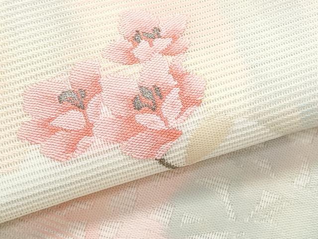 平和屋着物＊夏物　九寸開き名古屋帯　枝花文　金糸　正絹　逸品　CABJ4694fb