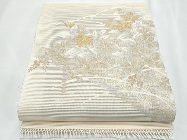 平和屋着物＊夏物　八寸名古屋帯　絽綴れ　枝花文　金銀糸　正絹　逸品　CABJ4697fb