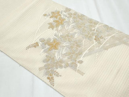 平和屋着物＊夏物　八寸名古屋帯　絽綴れ　枝花文　金銀糸　正絹　逸品　CABJ4697fb