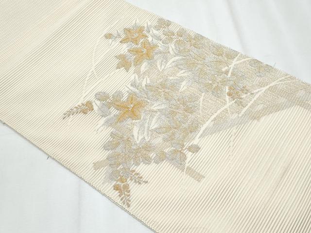平和屋着物＊夏物　八寸名古屋帯　絽綴れ　枝花文　金銀糸　正絹　逸品　CABJ4697fb