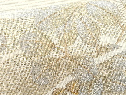 平和屋着物＊夏物　八寸名古屋帯　絽綴れ　枝花文　金銀糸　正絹　逸品　CABJ4697fb