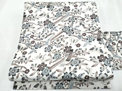 平和屋着物＊夏物　全通　九寸名古屋帯　型染め　舞蝶花文　麻　逸品　CABJ4701fb