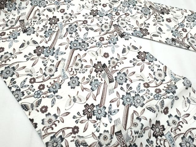 平和屋着物＊夏物　全通　九寸名古屋帯　型染め　舞蝶花文　麻　逸品　CABJ4701fb