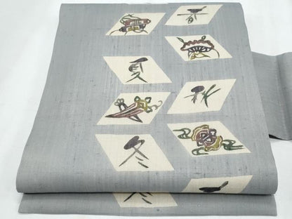 平和屋着物＊夏物　絹芭蕉　九寸名古屋帯　型染め　春夏秋冬　正絹　逸品　CABJ4702fb