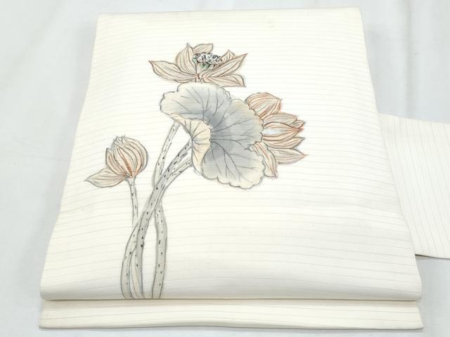 平和屋着物＊夏物　絽塩瀬　九寸名古屋帯　手描き　更紗花文　正絹　逸品　CABJ4714fb